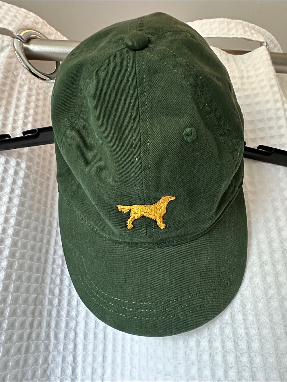 J. Crew Factory Dark Green Baseball Cap with Yellow Dog Embroidery